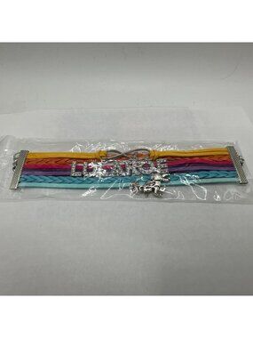 Lularoe Infinity Love Unicorn Charm Bracelet Multicolor Adjustable Pride 6.5-8